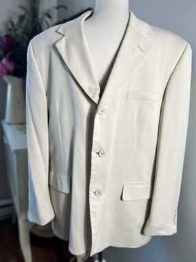 100% Silk Blazer, Alfani Men's Silk Jacket,,cream/ oatmeal color